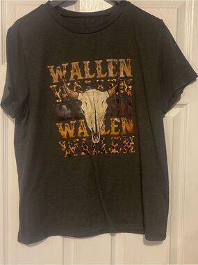 Morgan Wallen Graphic Animal Skull Womens tshirt Leopard Print Dark Gray large